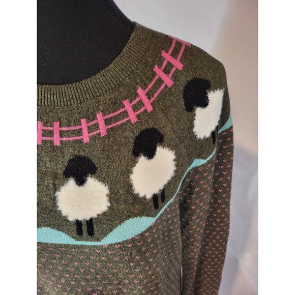 Talbots Womens Pullover Sweater Sheep Yoke Raglan Crewneck Pullover Size M - Picture 2 of 7